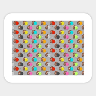 American Football - Colorful Helmets & Ball Pattern on Grey Background Sticker